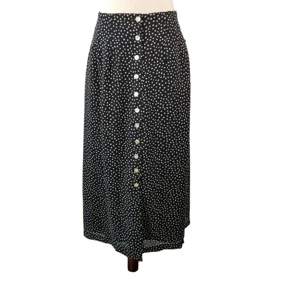 Harris Wallace Black White Button Front Maxi Skirt Lined NEW Size 10 - Picture 1 of 5